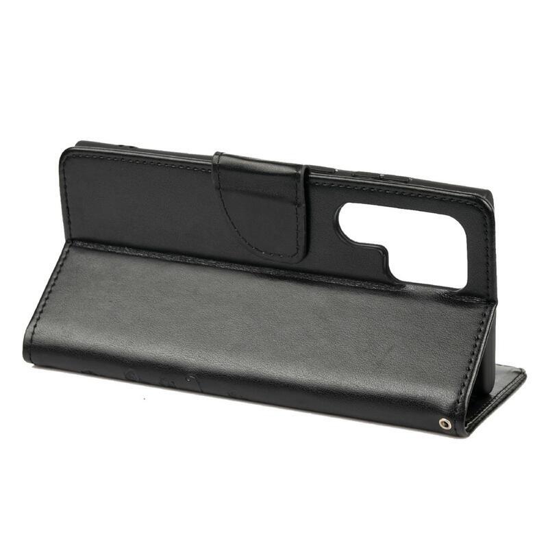 Pillangó PU bőr pénztárca tok Samsung Galaxy S22 Ultra 5G - fekete