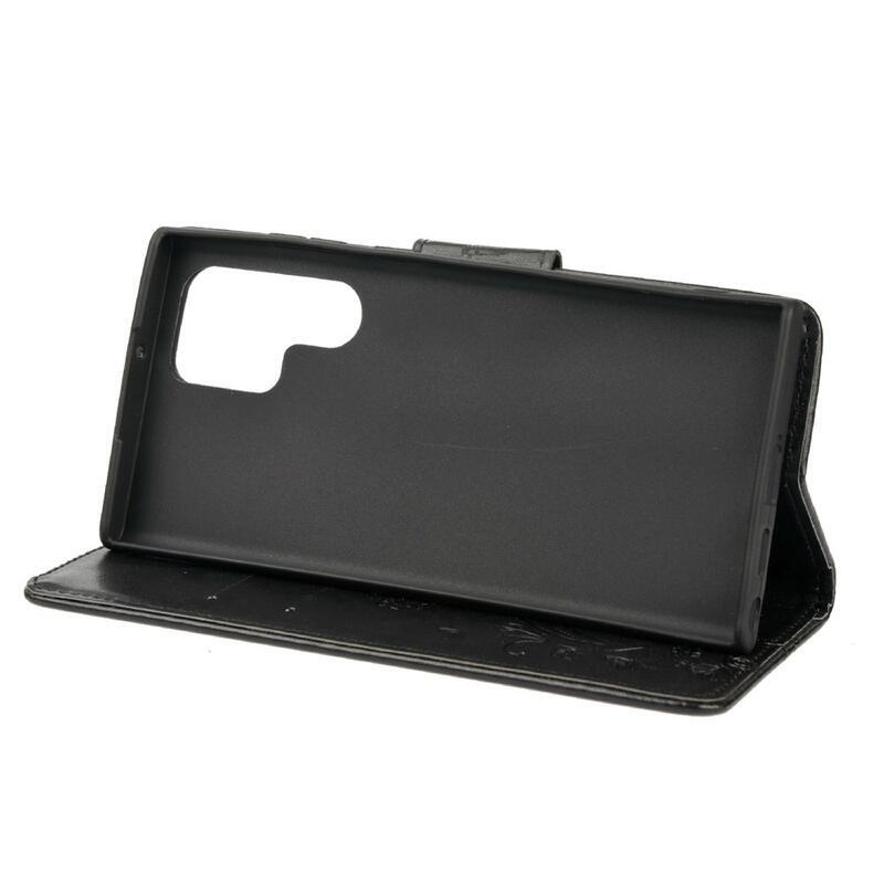 Pillangó PU bőr pénztárca tok Samsung Galaxy S22 Ultra 5G - fekete