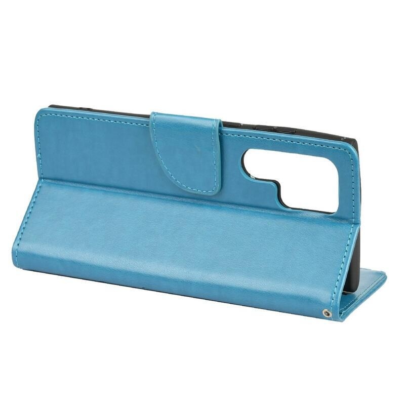 Pillangó PU bőr pénztárca tok Samsung Galaxy S22 Ultra 5G - kék