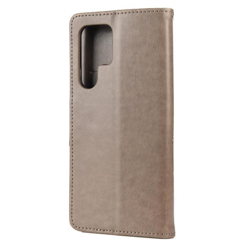 Pillangó PU bőr pénztárca tok Samsung Galaxy S22 Ultra 5G - szürke