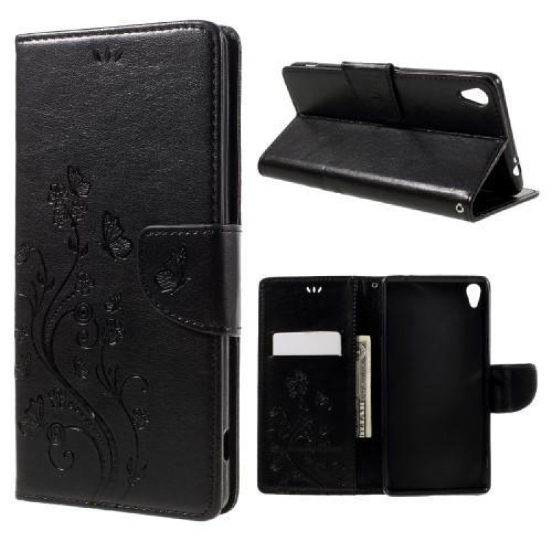 Pillangó PU bőr tok Sony Xperia XA Ultra készülékhez - fekete