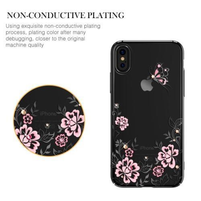 Pillangó Swarovski műanyag tok iPhone X készülékhez - fekete