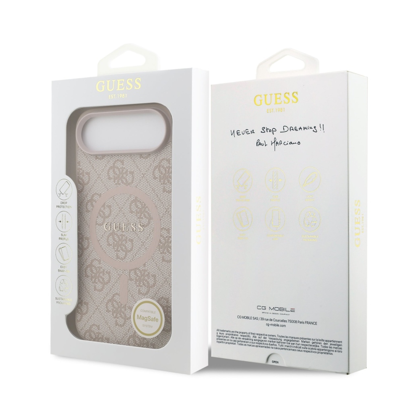 Guess PU bőr 4G színes gyűrűs MagSafe hátlap iPhone Air rózsaszínű iPhone Airhez