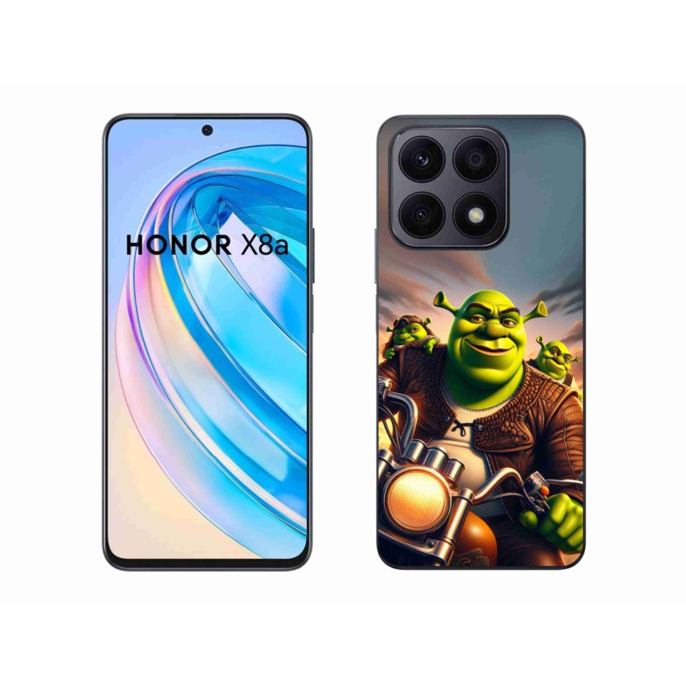 Zselés borítás mmCase a Honor X8a számára - Shrek egy motorkerékpáron