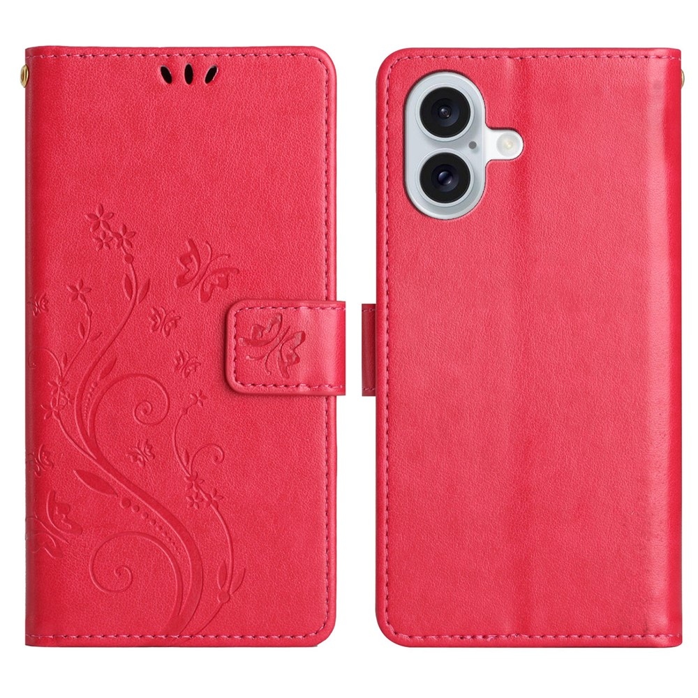 Virágok könyvtáska iPhone 17 készülékhez - piros