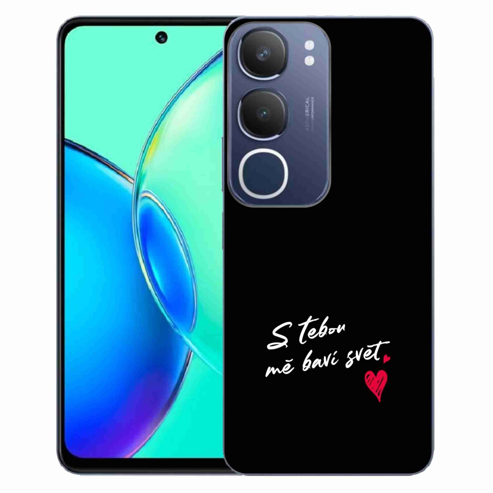 Gél borító mmCase a Vivo Y19s készülékre - szerelmes szöveg 1 fekete háttér