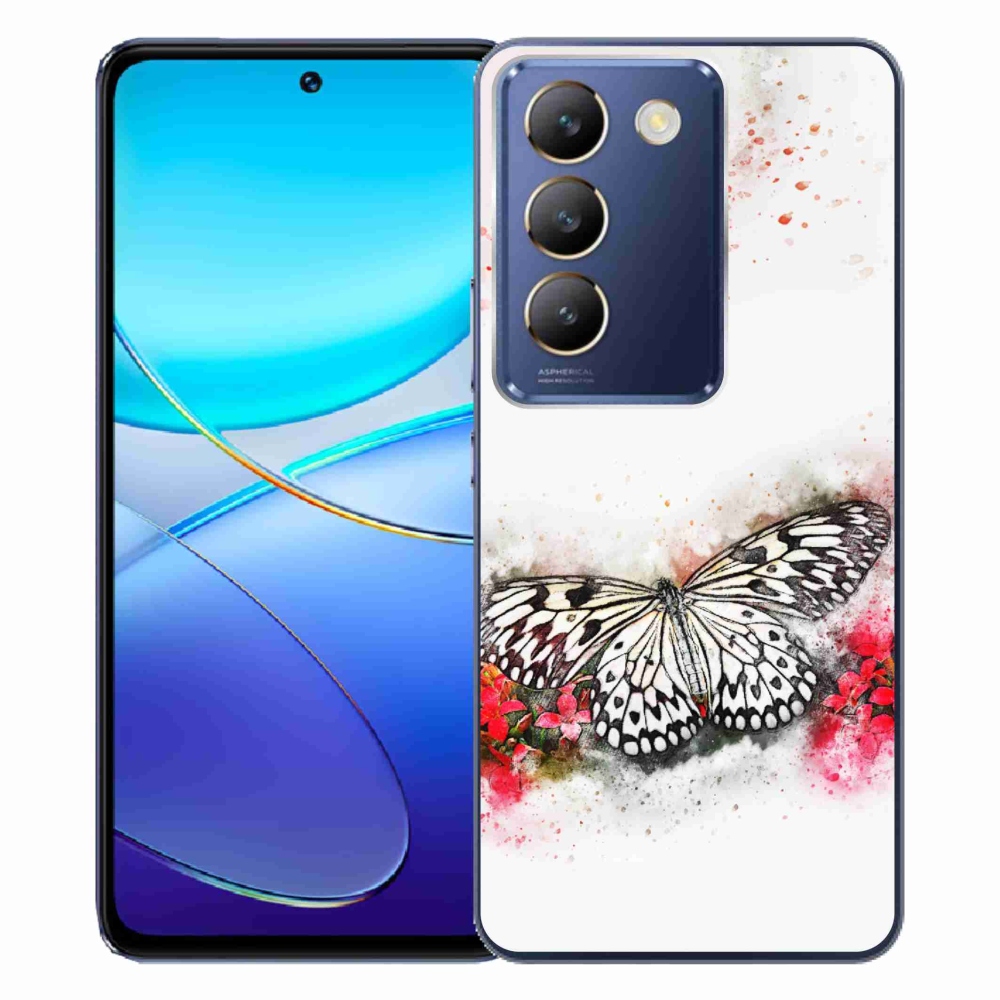 Gél borítás mmCase a Vivo V40 SE 4G/5G - fekete-fehér pillangóhoz