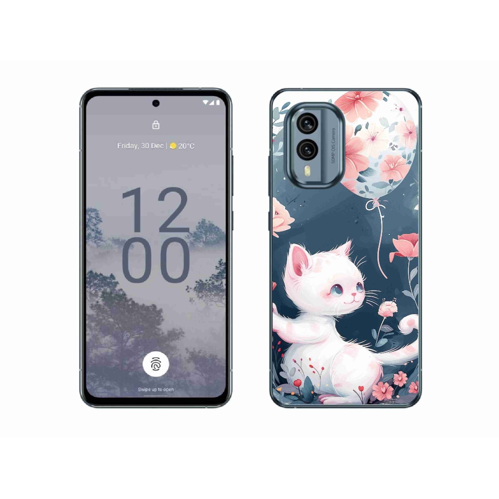 Zselés borítás mmCase a Nokia X30 5G készülékhez - cica lufival