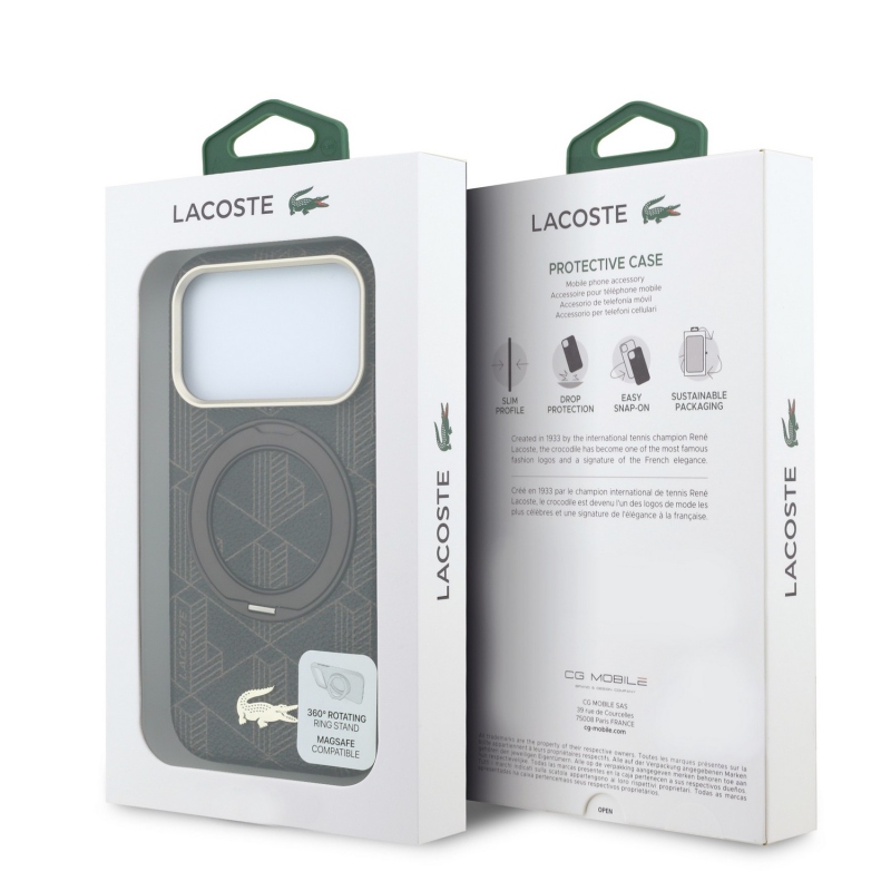 Lacoste PVC Semi Wrap Blend Ring Stand MagSafe hátsó tok iPhone 18 Pro Max-hoz, világos arany színben