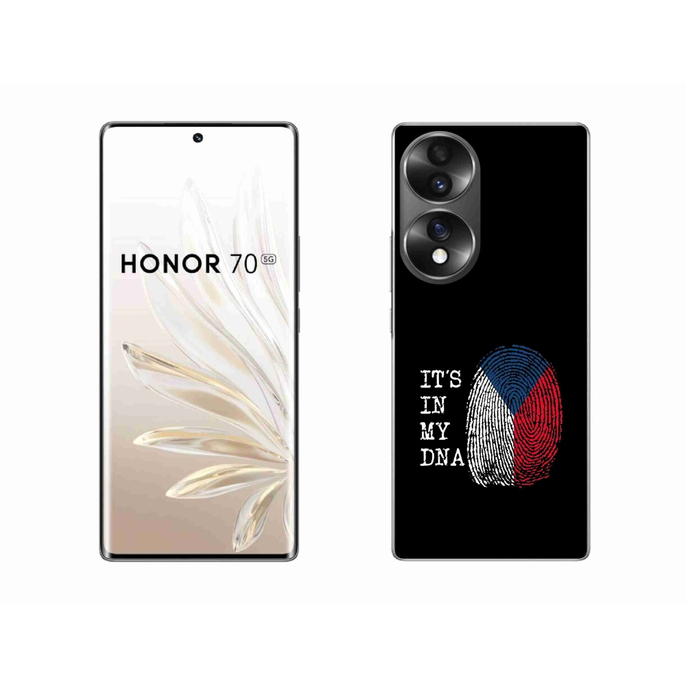 Zselés borító mmCase a Honor 70 számára - zászlós ujjlenyomat fekete háttérrel