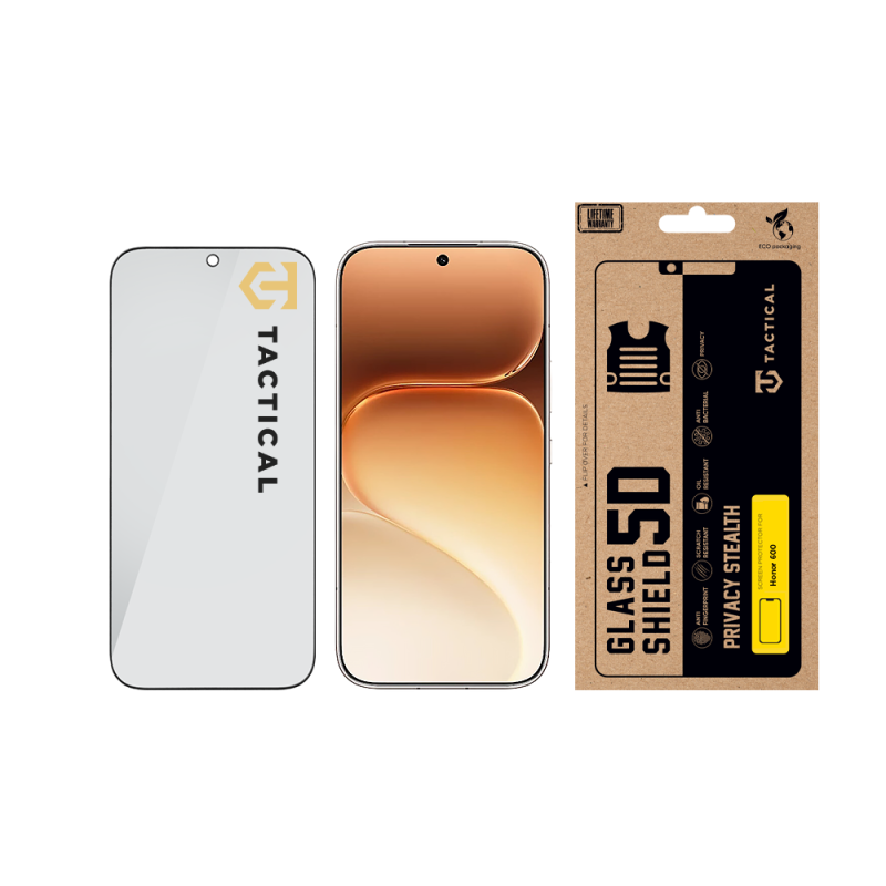 Tactical Glass Shield Privacy Stealth 5D üveg az Honor 600-hoz, fekete