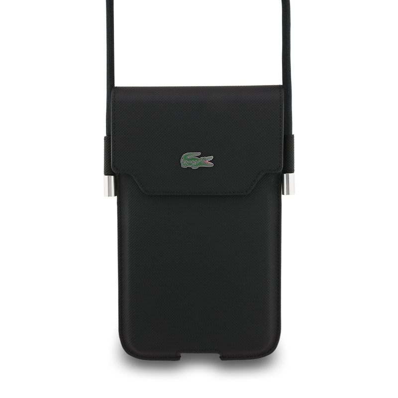 Lacoste PVC Iconic Petit Pique Fém Logós Telefonzseb XL Fekete