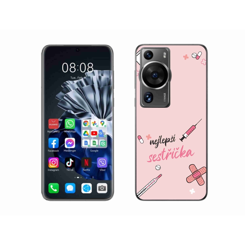 Gél borító mmCase a Huawei P60 Pro - legjobb kishúg rózsaszín háttérrel