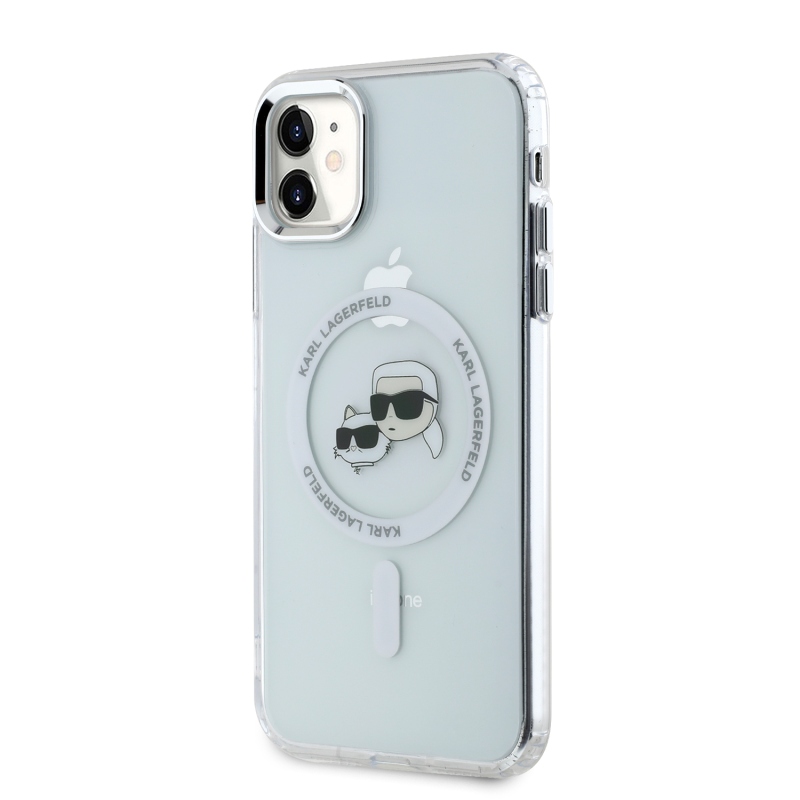 Karl Lagerfeld IML K&CH fejek fémkeret MagSafe hátlap iPhone 11 átlátszóhoz