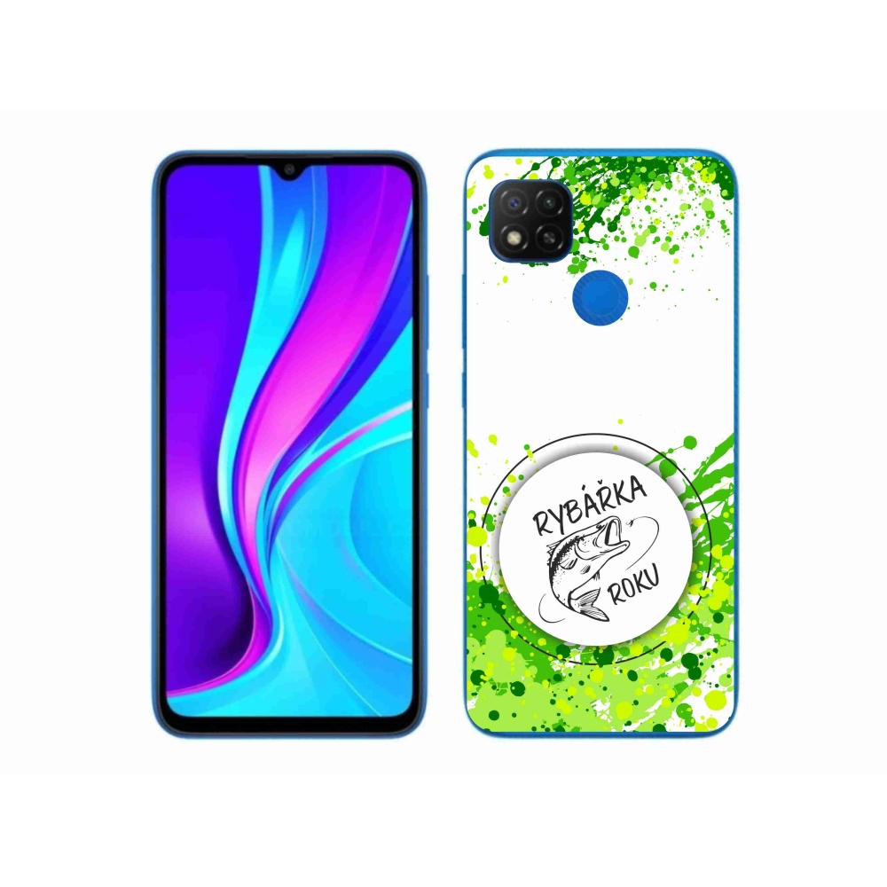 Gél borító mmCase a Xiaomi Redmi 9C - halász az év fehér háttérrel