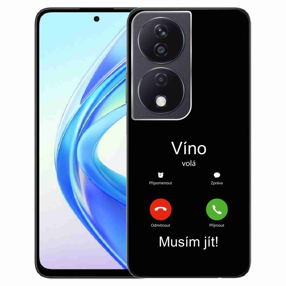 Zselés borító mmCase a Honor X7b/Honor 90 Smart készülékhez - bor hívások fekete háttérrel