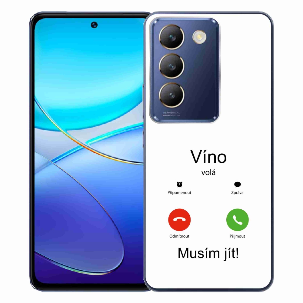 Gél borítás mmCase a Vivo V40 SE 4G/5G készülékre - bor hívások fehér háttérrel