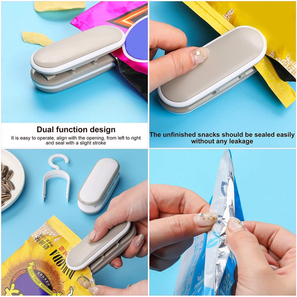 Kompakt, akkumulátoros élelmiszerzacskó-hegesztő – szürke