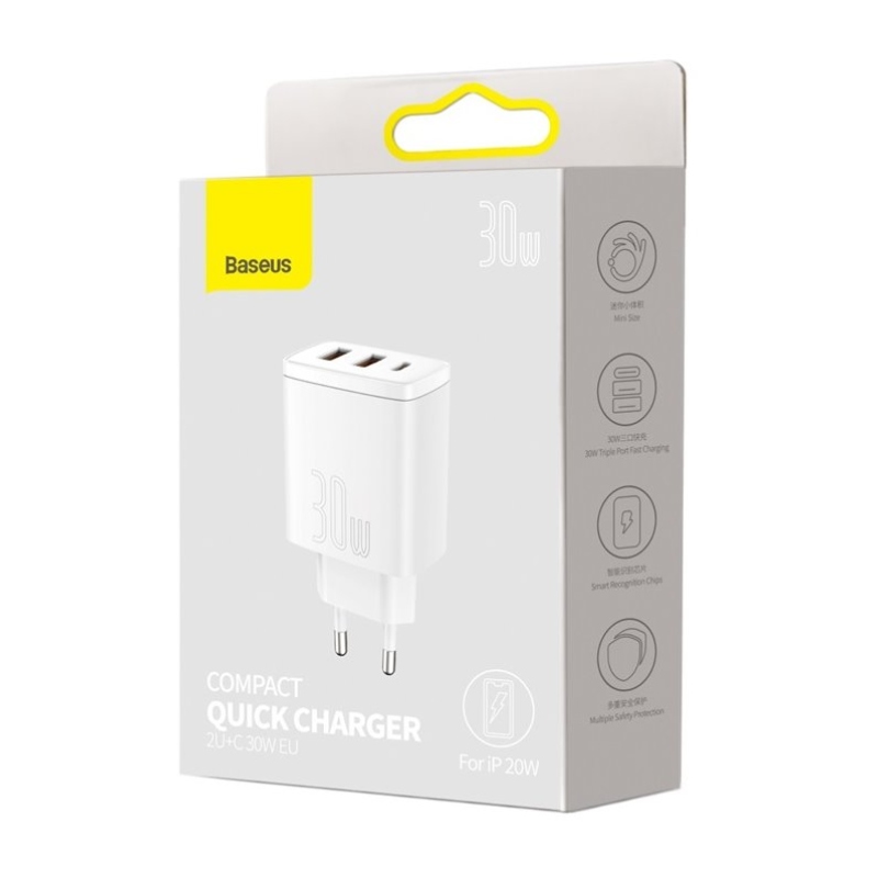Baseus CCXJ-E02 Kompakt gyorstöltő USB-C 30W Fehér