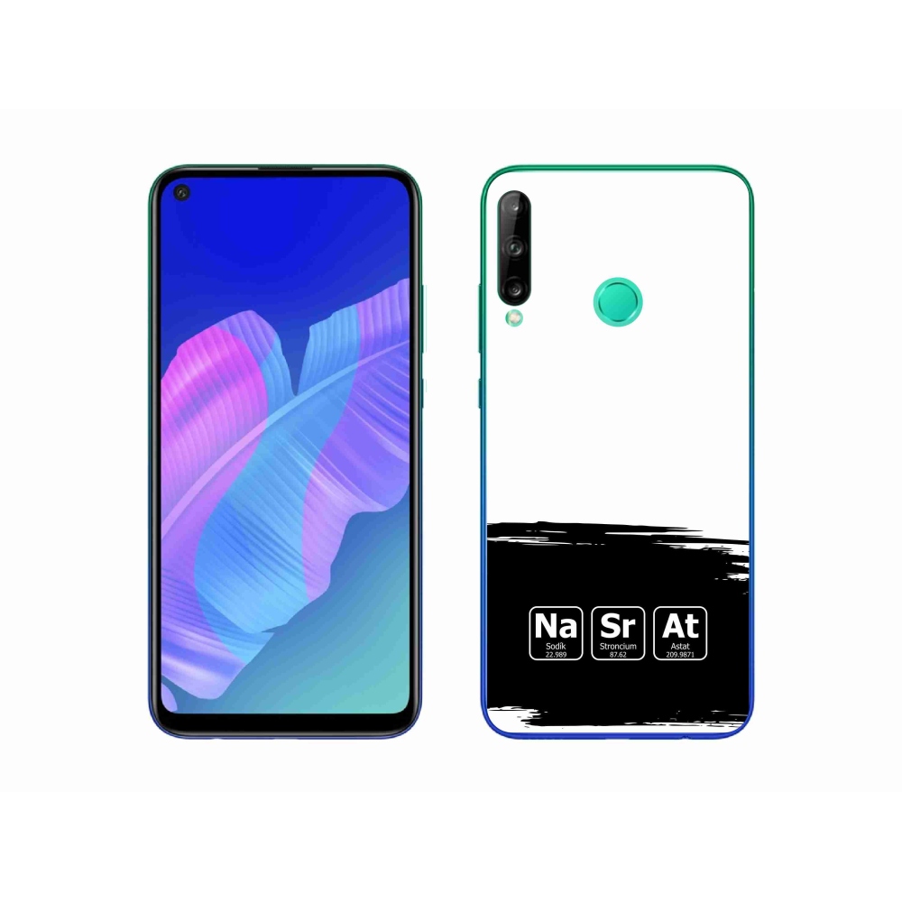 Gél borító mmCase a Huawei P40 Lite E - kémiai elemek fekete és fehér háttérrel