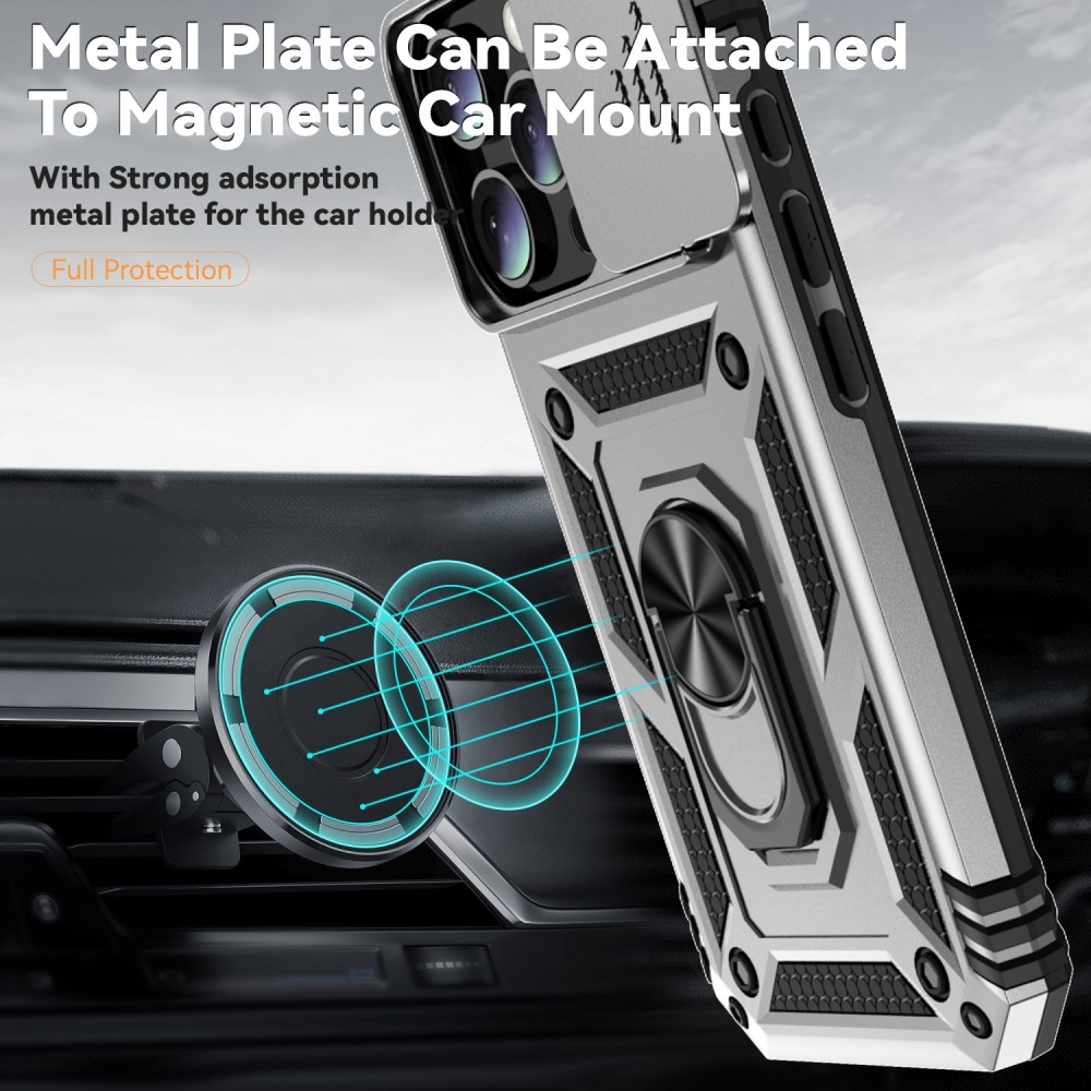 Tartós csúszásbiztos borítás iPhone 16 Pro készülékhez - ezüst