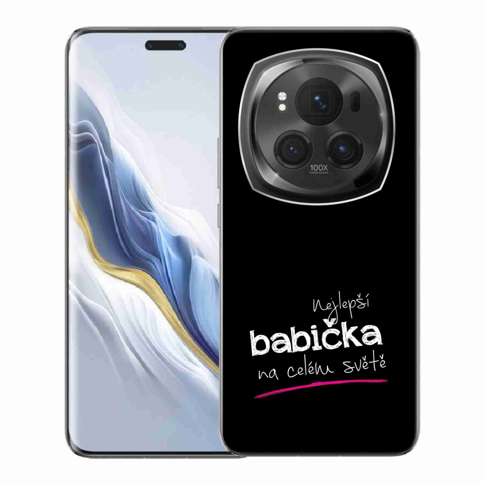 Gél borítás mmCase a Honor Magic 6 Pro 5G-n - Legjobb nagyi 4 fekete háttérrel