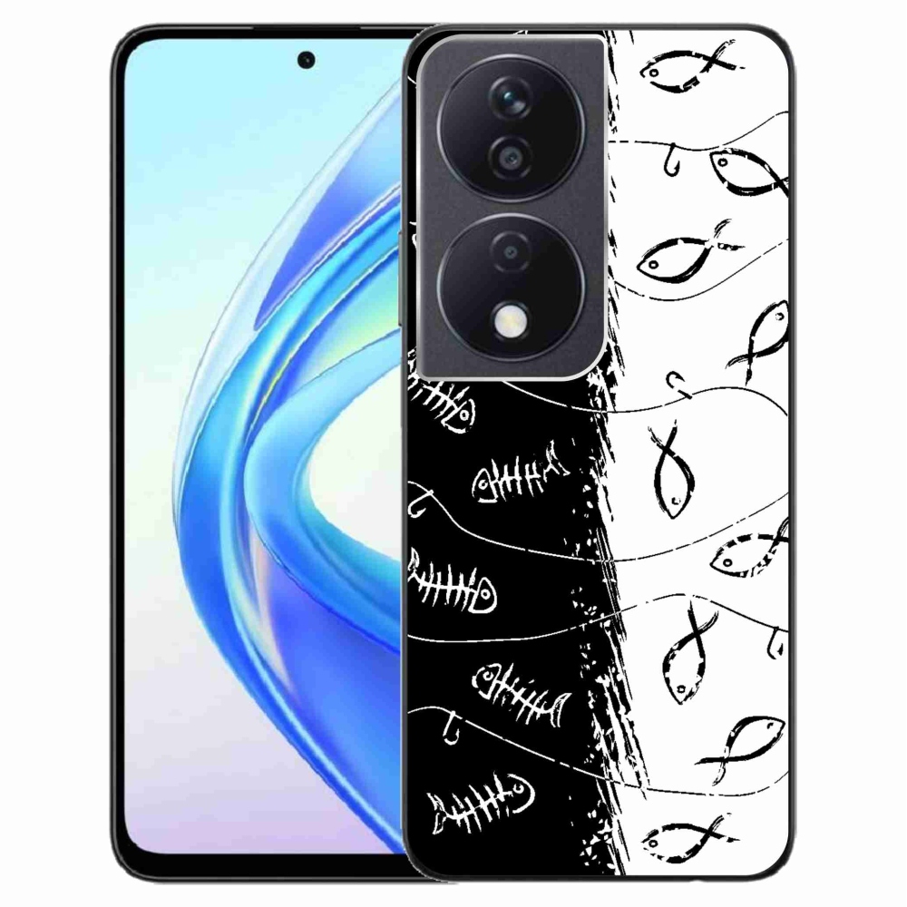 Zselés borítás mmCase a Honor X7b/Honor 90 Smart készülékhez - csontvázak és halak