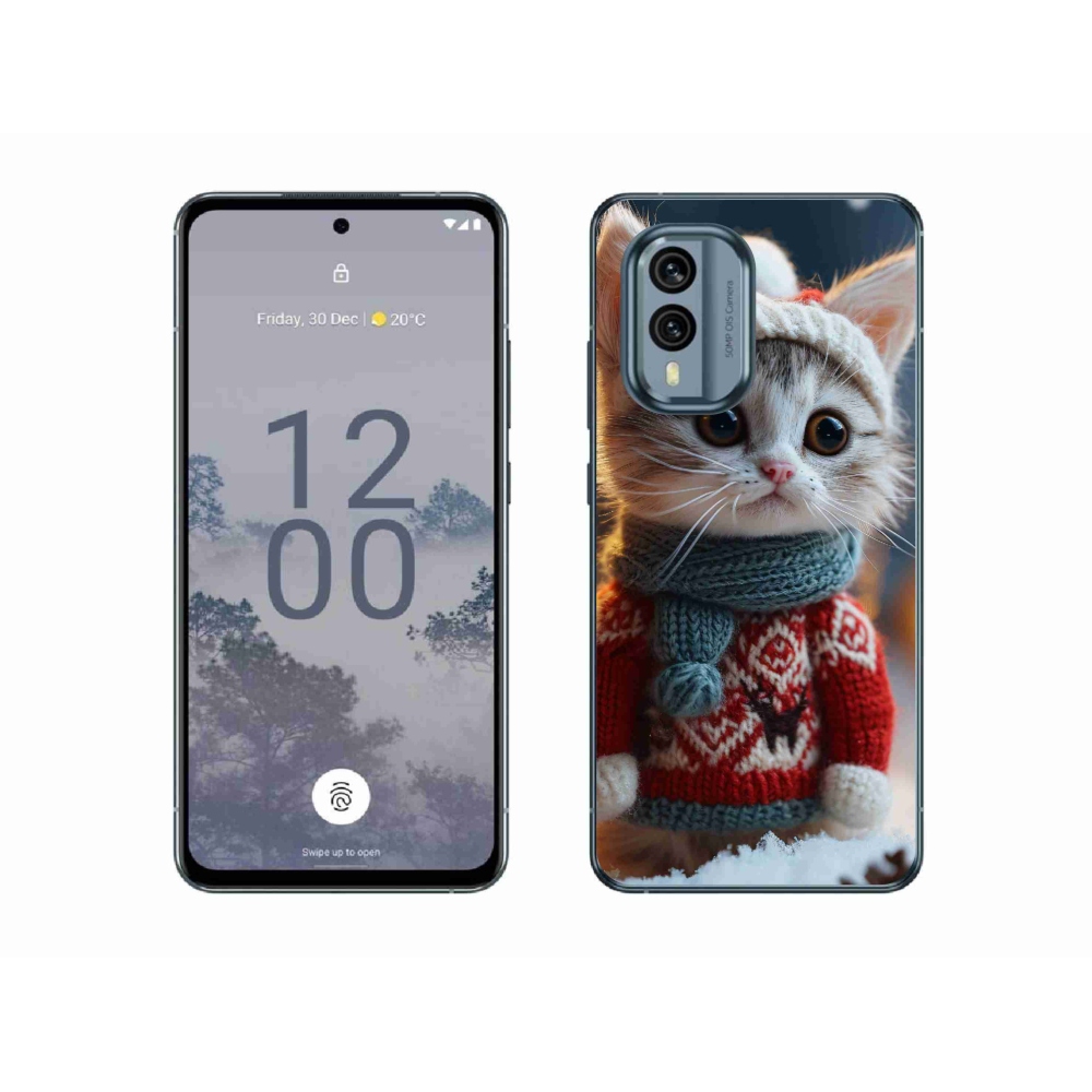 Zselés borítás mmCase a Nokia X30 5G készülékhez - cica pulóverben