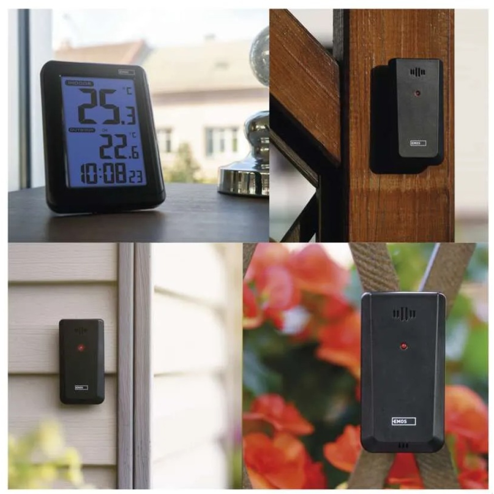 Digitális hőmérő, vezeték nélküli érzékelő, ébresztőóra E8636