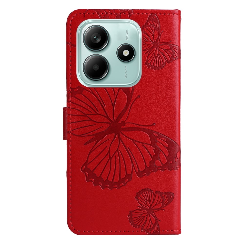 Nagy pillangó könyv tok a Xiaomi Redmi Note 14 5G-hez - piros