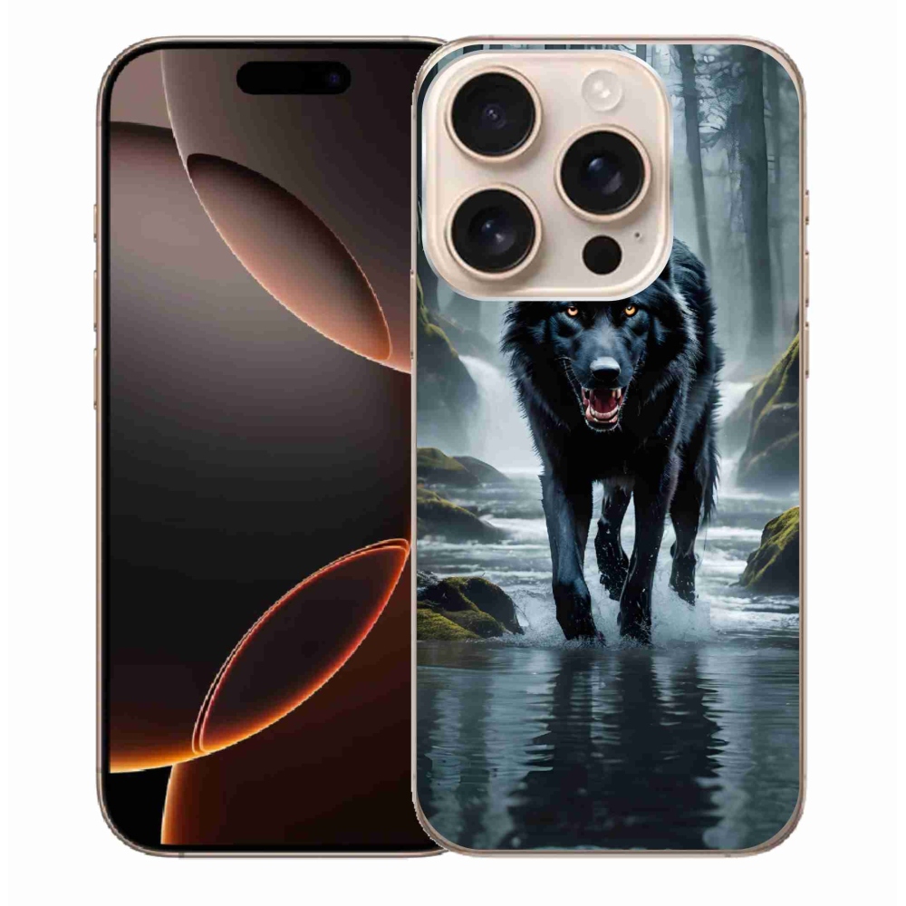 Zselés borítás mmCase iPhone 16 Pro Max készülékhez - fekete farkas