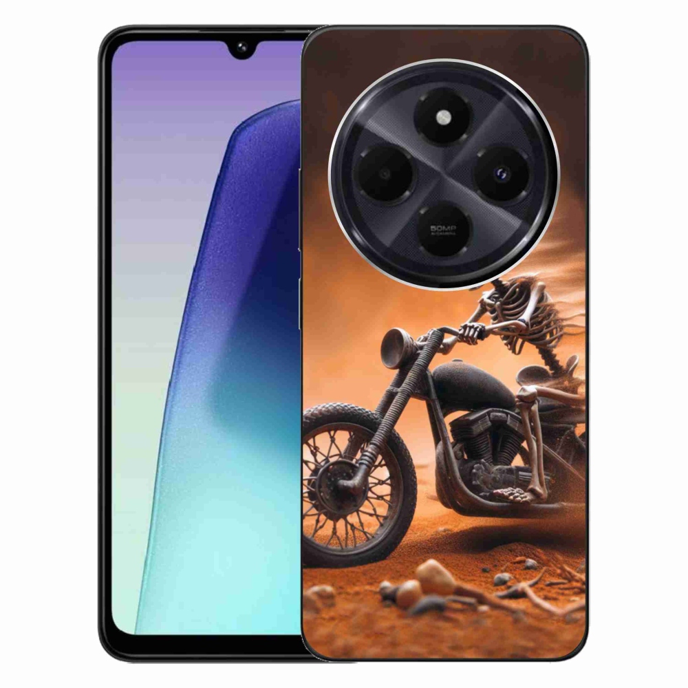 Gél borítás mmCase a Xiaomi Redmi 14C/Poco C75 számára - csontváz egy motorkerékpáron