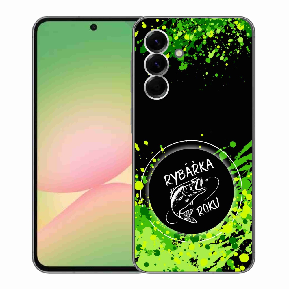 Zselés borító mmCase Samsung Galaxy A56 5G - Az év horgásza fekete háttérrel