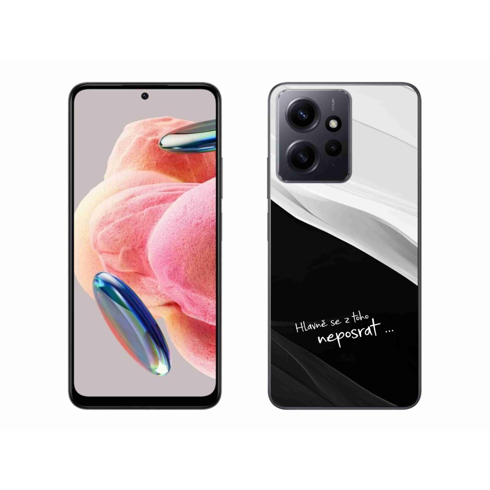 Gél borító mmCase a Xiaomi Redmi Note 12 4G-hez - vicces szöveg 13 fekete és fehér háttérrel