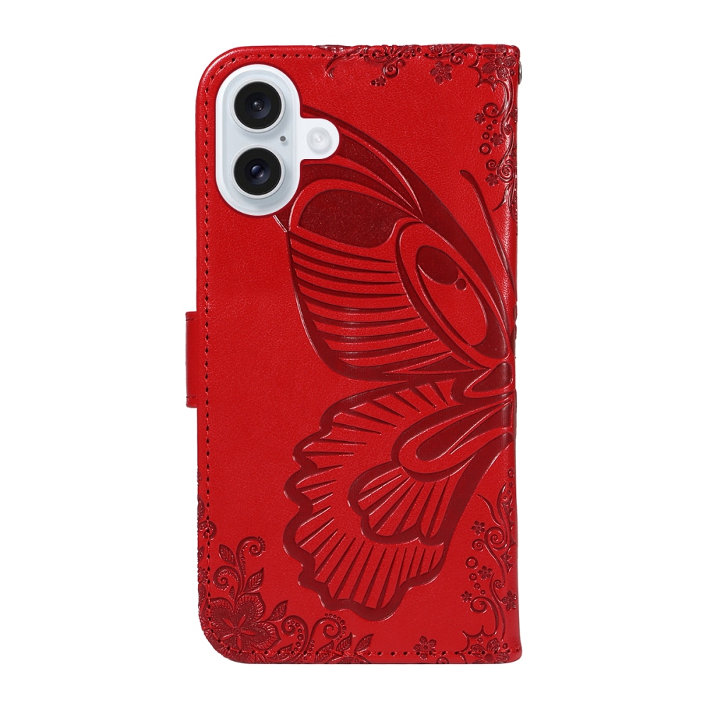 Virágos pillangó könyvtáska iPhone 17 készülékhez - piros