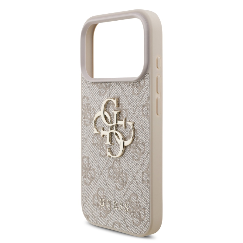 Guess PU 4G Metal Logo hátsó tok iPhone 18 Pro-hoz, rózsaszín