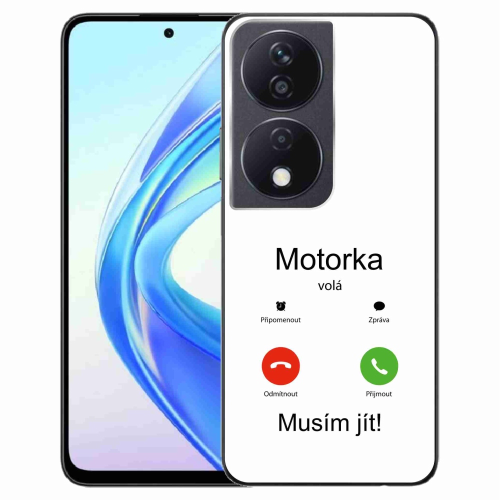 Gél borító mmCase a Honor X7b/Honor 90 Smart - motoros hívó fehér háttérrel