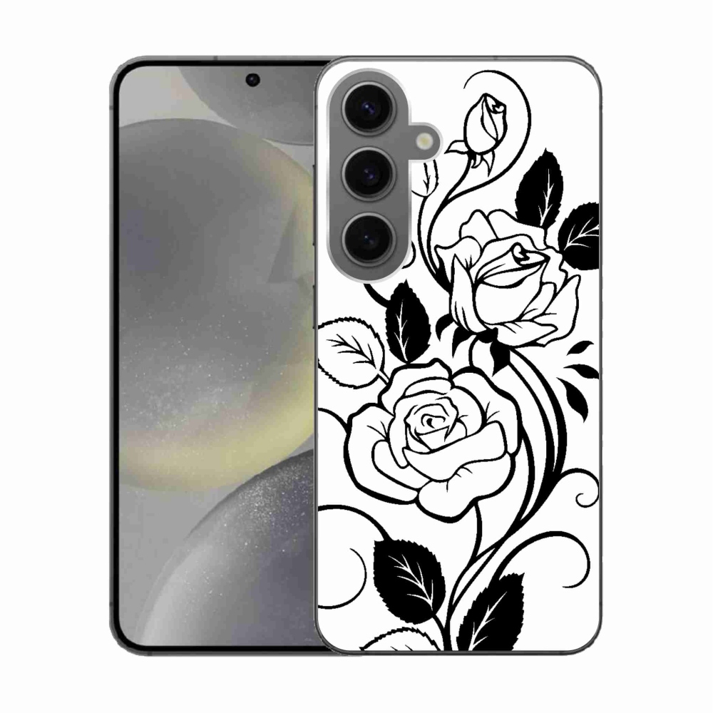 Gél borítás mmCase Samsung Galaxy S24 készülékhez - fekete és fehér rózsa