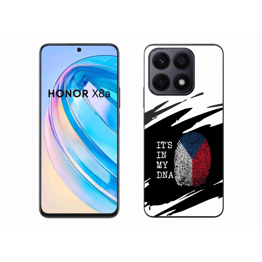 Zselés borítás mmCase a Honor X8a számára - zászlós ujjlenyomat fekete és fehér háttérrel