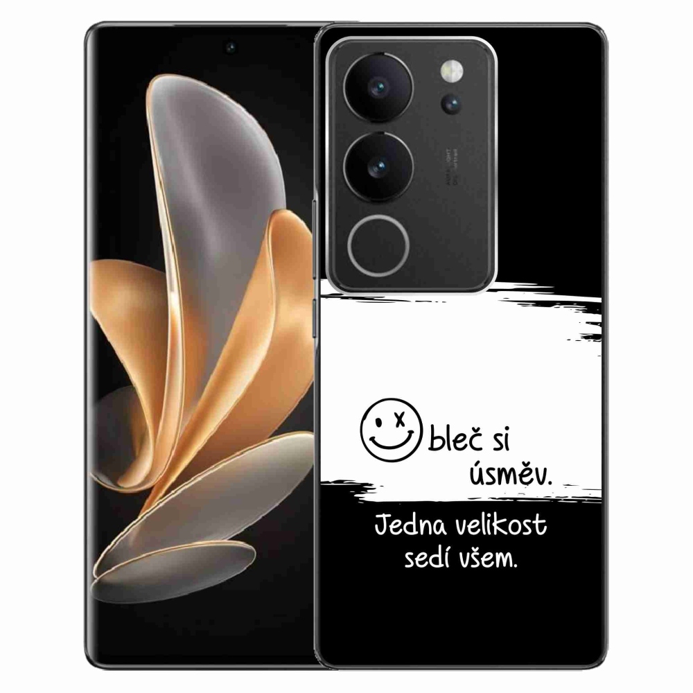 Gél borító mmCase a Vivo V29 5G-hez - vicces szöveg 8 fekete-fehér háttérrel