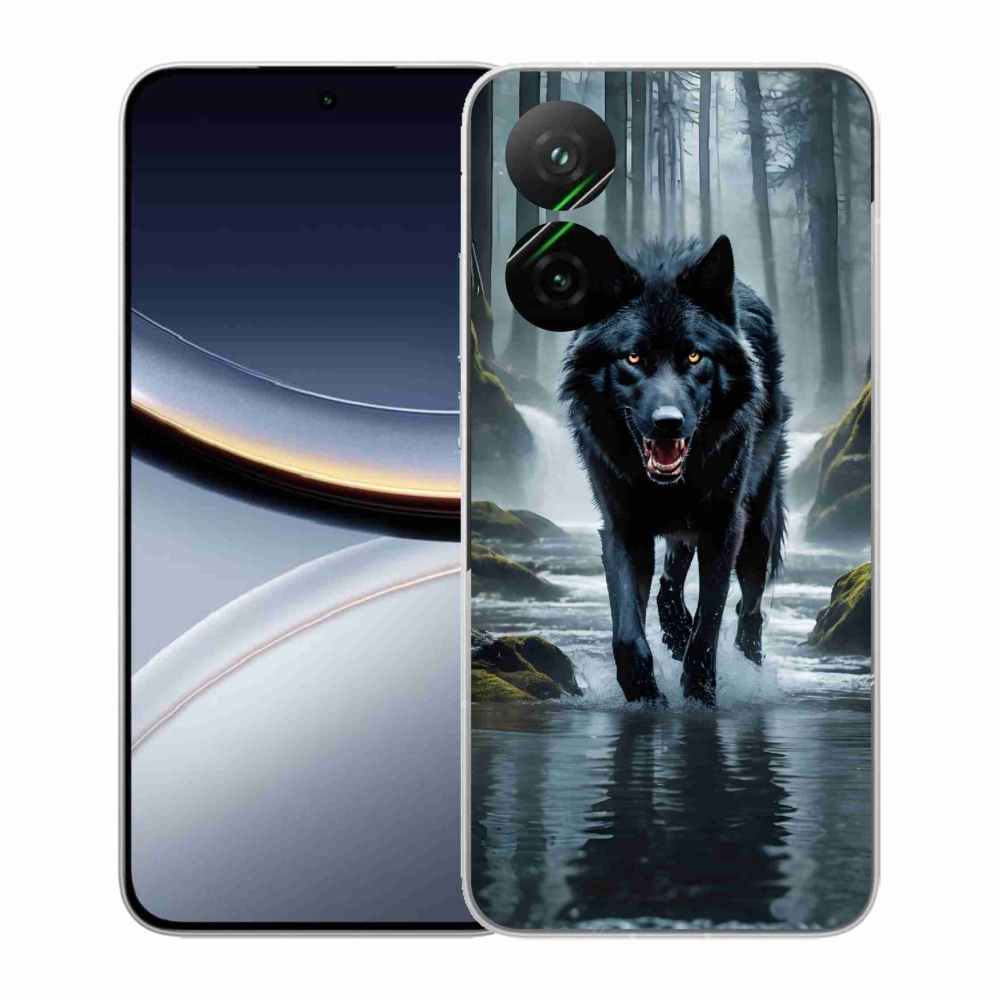 Zselés borítás mmCase a Xiaomi Poco F7 5G-hez - fekete farkas