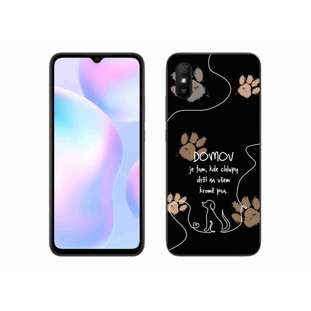 Gél borítás mmCase a Xiaomi Redmi 9A számára - kutya motívum fekete háttérrel
