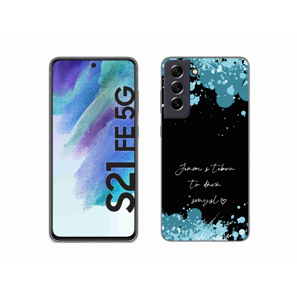 Gél borító mmCase Samsung Galaxy S21 FE 5G - szerelmes szöveg fekete háttérrel