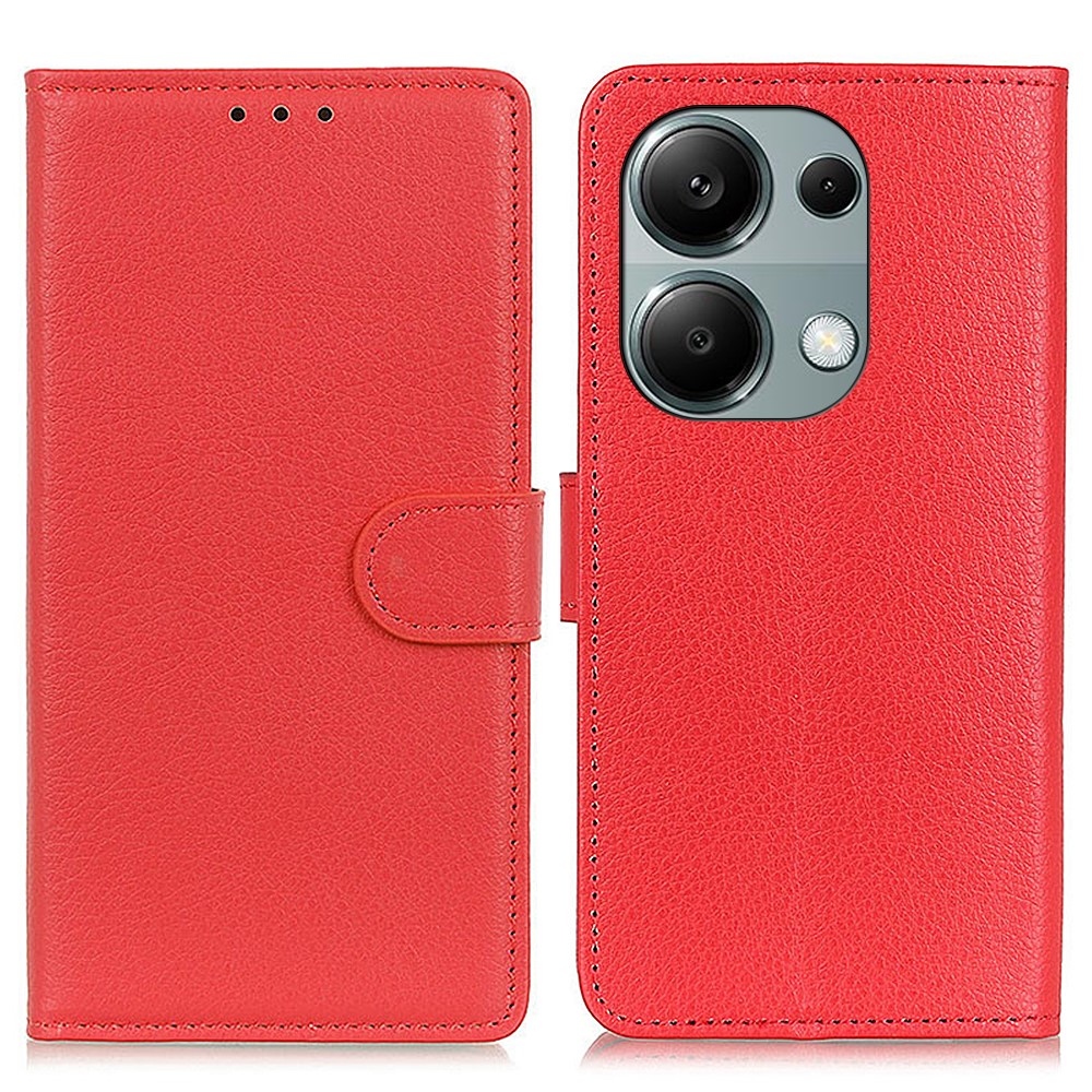 Litchie könyv tok Xiaomi Redmi Note 13-hoz - piros