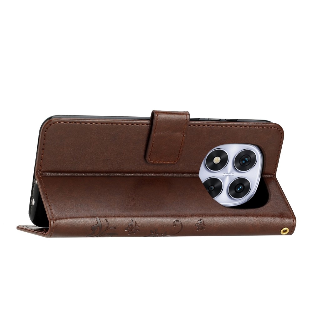 Virágok könyv tok Xiaomi Redmi Note 14 Pro 5G/Poco X7 5G - barna színben