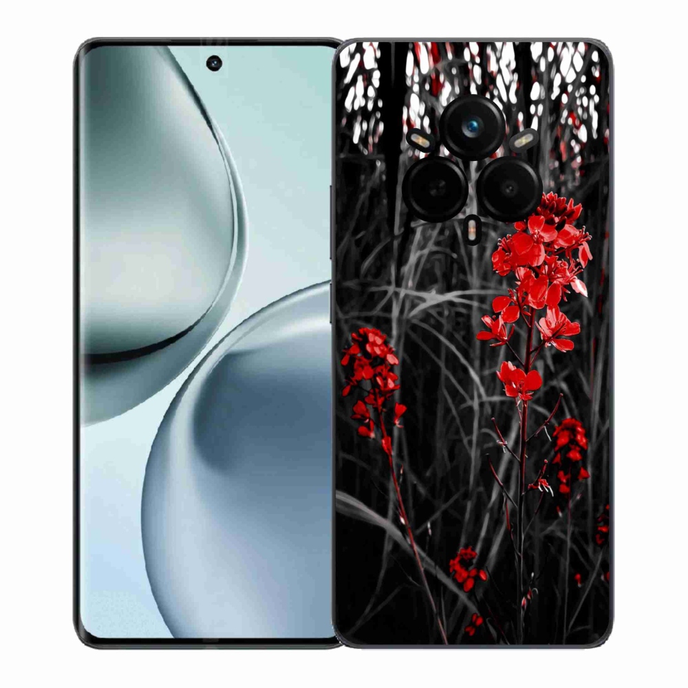 Gél borítás mmCase a Realme 14 Pro+ 5G számára - piros növény