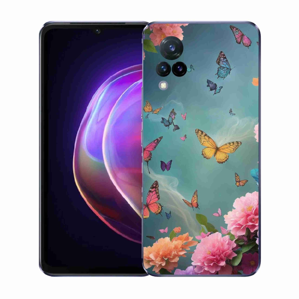 Gél borító mmCase a Vivo V21 4G/5G készülékhez - színes virágok és pillangók
