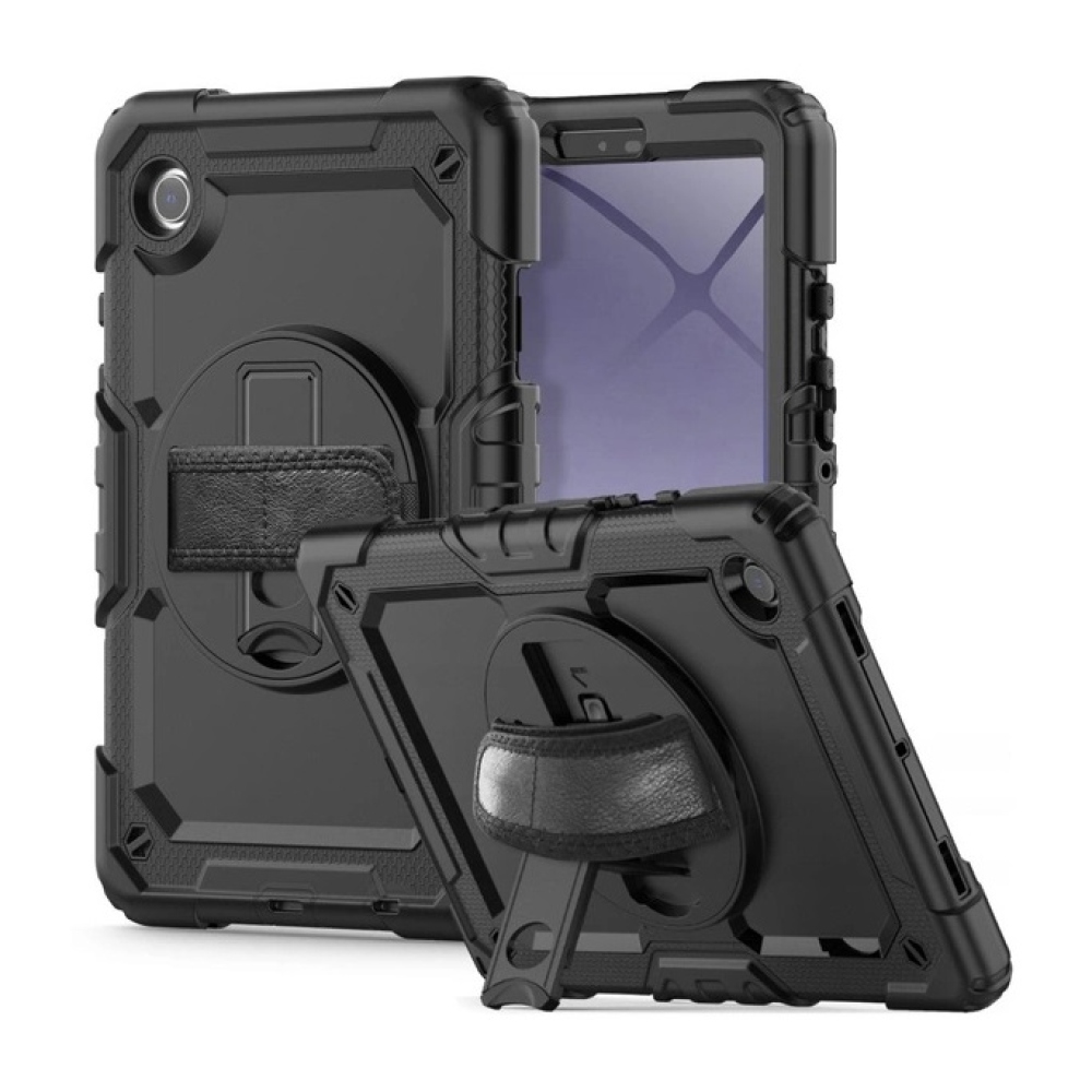 Tech tartós borító karpánttal Samsung Galaxy Tab A9 készülékhez - fekete