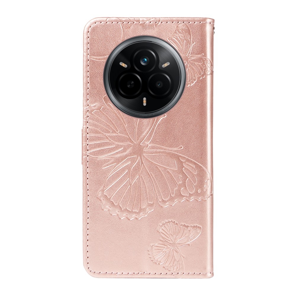 Nagy pillangó könyv tok a Realme 14 Pro 5G készülékhez - rózsaarany