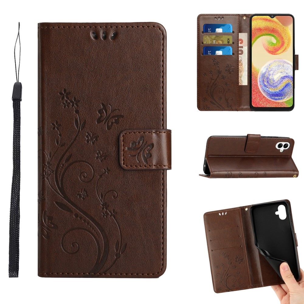 Virágok könyv tok Samsung Galaxy A06 4G - barna színben